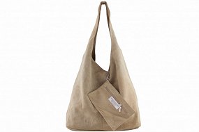 Kabelka Sylva shopper kožená - béžová